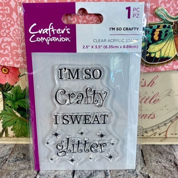 Crafter's Companion Clear Acrylic Stamp NWT I'm So Crafty 1 Piece Handmade Cards - Picture 1 of 4